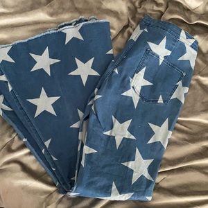 Star Print Bell Bottom Jeans